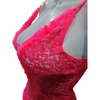 Shocking Pink Two Piece Night Dress Lingerie Set With Net Furr Lace Embroidery