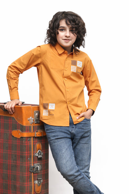 KID'S  LIGHT ORANGE CASUAL SHIRT