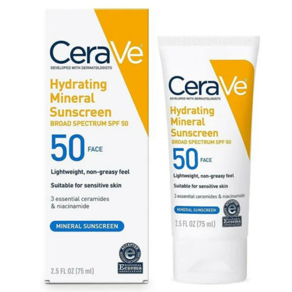 CeraVe Hydrating Mineral Sunscreen SPF 50, Broad-Spectrum Protection