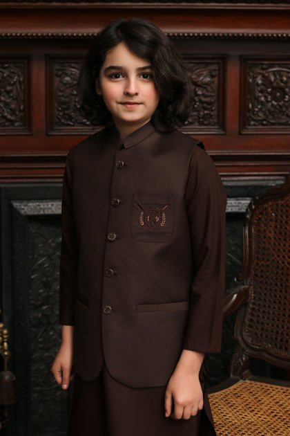 BROWN TROPICAL KID'S WAIST COAT