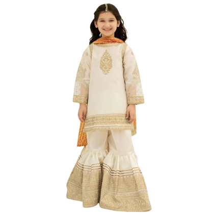 Chiffon, Net & Malai Suit, Elegant Chiffon, Net & Malai Outfit, for Kids'