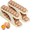 Rolling Egg Dispenser Tray, Space-Saving, 2-Tier Egg Storage Rack, for Refrigerator