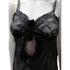 Night Dress Lingerie Set, Black Two Piece with Net Lace Embroidery, for Women