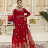 Frock, Long Elegant Red with Pure Organza Dupatta, for Women