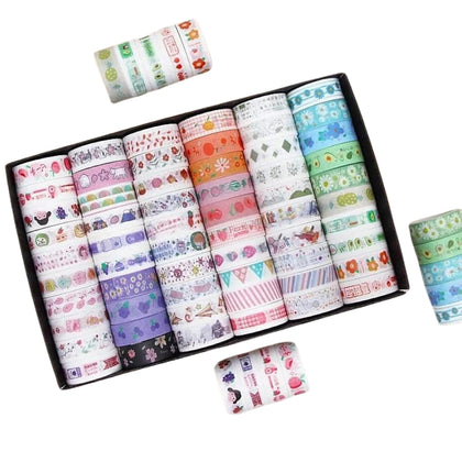 Washi Tape Set of 60, Vibrant Kawai Designs for Craft & Journaling