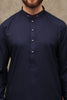 NAVY BLUE WASH & WEAR MEN'S SHALWAR KAMEEZ WITH RED CONTRAST