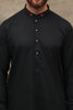 JET BLACK WASH & WEAR MEN'S SHALWAR KAMEEZ WITH RED CONT