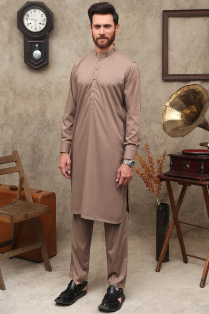 LIGHT BROWN MEN'S WASH & WEAR SHALWAR KAMEEZ