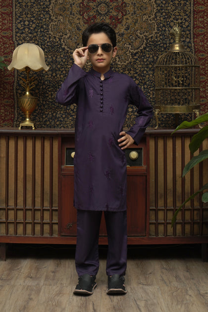 PURPLE CHICKEN KID'S WASH & WEAR SHALWAR KAMEEZ