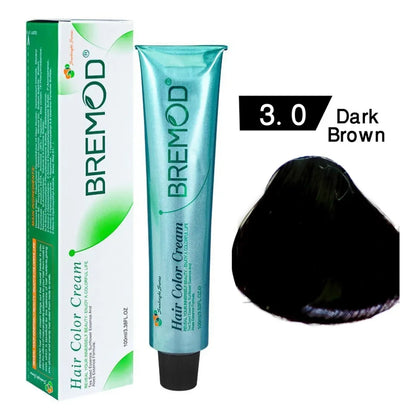 Bremod Hair Color Cream, Dark Brown 3.0, Long-Lasting & Vibrant Shade