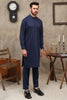 NAVY BLUE MEN'S WASH & WEAR SHALWAR KAMEEZ WITH GOLDEN BUTTONS