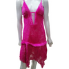 Night Dress Lingerie Set, Rose Pink Two Piece with Net Furr Lace Embroidery