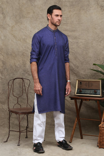 MIDNIGHT BLUE MEN'S WASH & WEAR KURTA