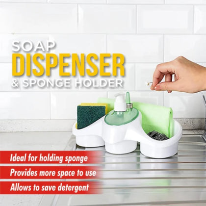 Soap Dispenser & Sponge Holder, 3-in-1, Kitchen & Washroom Organizer