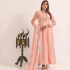 Dress Set, Peach Chiffon Ensemble 3-Piece Set with Intricate Embroidery