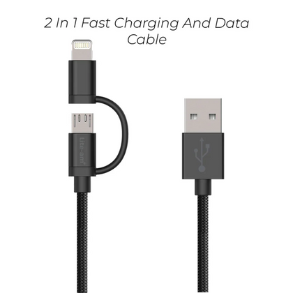 USB Cable, 2-In-1, Micro USB & Lightning Cable, for iPhone & Android