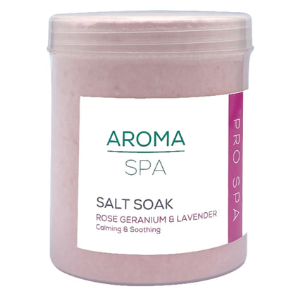 Aroma Rose Geranium & Lavender Salt Soak 1000g - Calming & Soothing