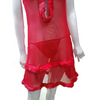 Night Dress Lingerie Set, Red Two Piece with Net Lace Embroidery, for Women