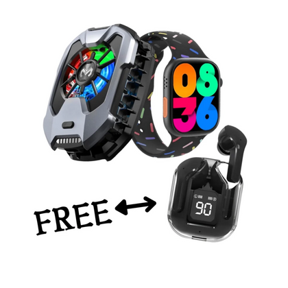 Smartwatch with Cooling Fan and Free Air31 Wireless Earbuds