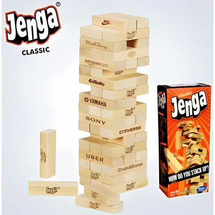 Jenga Classic Game with Hardwood Blocks, Stacking Challenge, for Kids'