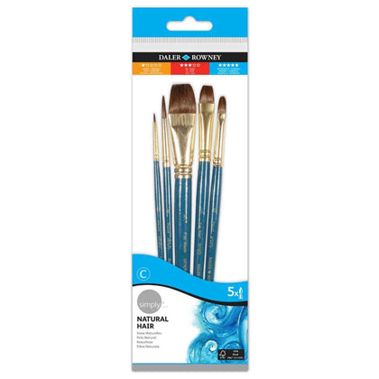 Daler Rowney Simply Natural Hair Brush Set Of 5pcs