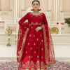 Frock, Long Elegant Red with Pure Organza Dupatta, for Women