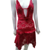 Night Dress Lingerie Set, Maroon Two Piece with Net Furr Lace Embroidery