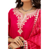 Stitched Suit, Embroidered Cotton Jacquard with Striped Organza Dupatta, for Women