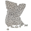 Scarf, White Printed Chiffon Georgette with Heart Tassel, for Women