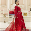 Frock, Long Elegant Red with Pure Organza Dupatta, for Women