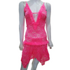 Shocking Pink Two Piece Night Dress Lingerie Set With Net Furr Lace Embroidery