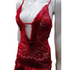 Night Dress Lingerie Set, Maroon Two Piece with Net Furr Lace Embroidery