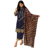 Stitched Suit, Embroidered Khaddi Net with Zari Striped Organza Dupatta, for Women