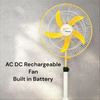 Rechargeable AC/DC Pedestal Fan, with Adjustable Height & Built-in Battery