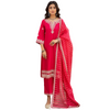 Stitched Suit, Embroidered Cotton Jacquard with Striped Organza Dupatta, for Women