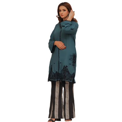 Teal Green Embroidered Khaadi Lawn Outfit