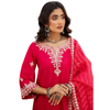 Stitched Suit, Embroidered Cotton Jacquard with Striped Organza Dupatta, for Women