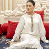 Dress, Off White Jacquard Fabric Grace at Any Event, for Women