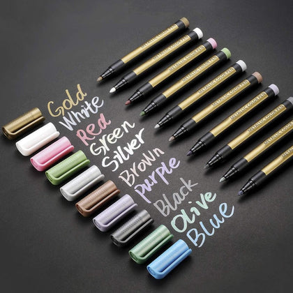 STA Permanent Metallic Paint Markers Set of 10