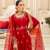 Frock, Long Elegant Red with Pure Organza Dupatta, for Women