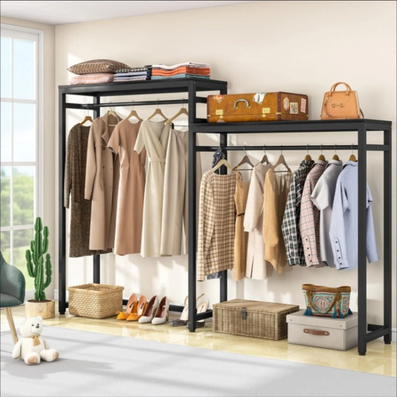 Independent Wardrobe Manager store Metal Storage Rack, Black