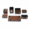 Senator Rexine Leather Office Desk Organizer 7pcs Set With Watch #20(Brown)