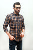 MEN'S RUST GREY CHECK CASUAL SHIRT