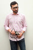 MEN'S LIGHT PINK CHECK CASUAL SHIRT