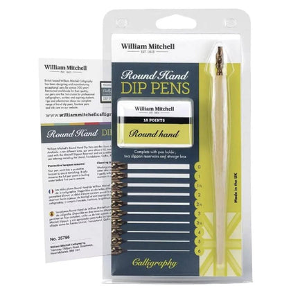 William Mitchell Calligraphy Round Hand Nibs Set With Holder