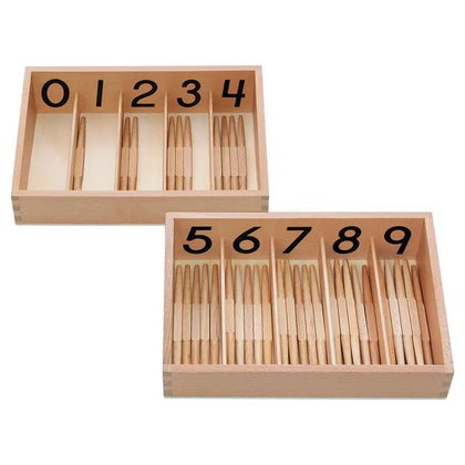 Wooden Montessori Numbered Spindle Box with 45 Spindles