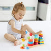 Wooden Rainbow Three Column Shape Stacking Tower