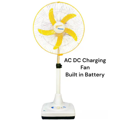 Rechargeable AC/DC Pedestal Fan, with Adjustable Height & Built-in Battery