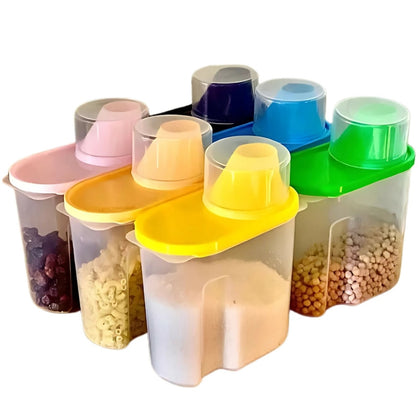 Kitchen Dispenser Set, 1.5 kg Food Storage Jars, 6 Piece, Airtight & Transparent