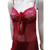 Night Dress Lingerie Set, Maroon Two Piece with Net Lace Embroidery